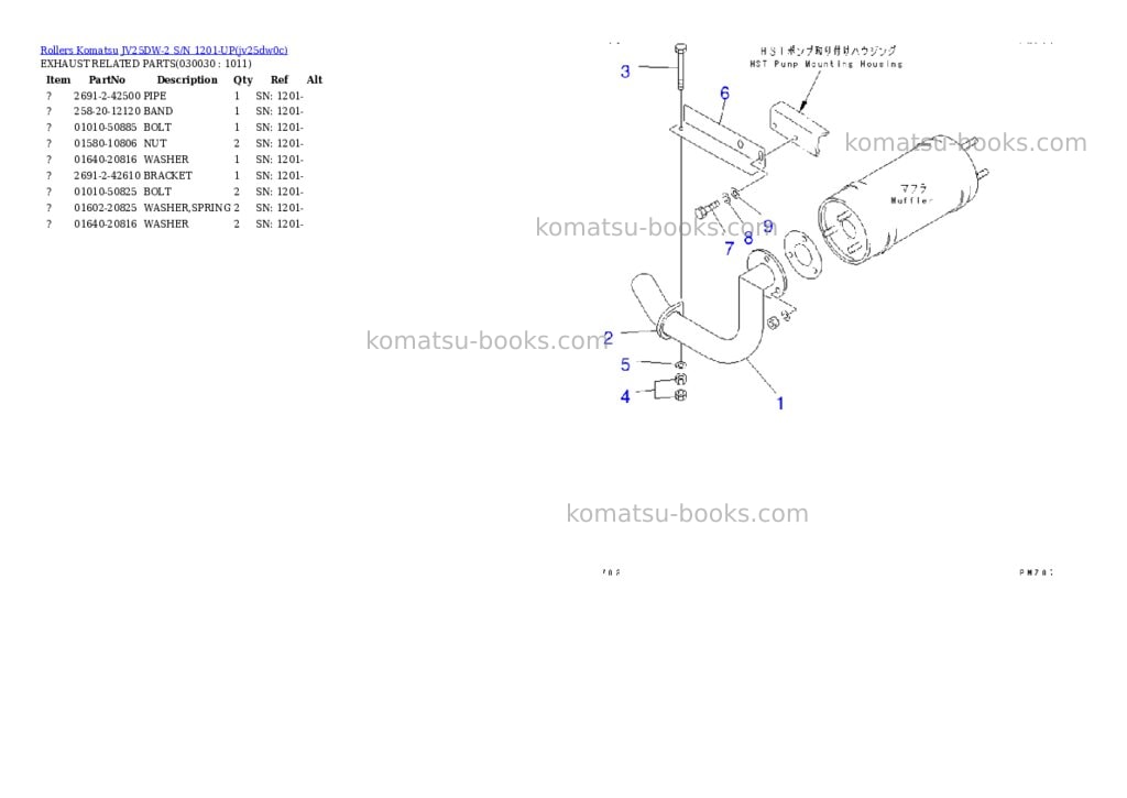 Komatsu jv25dw-2 s/n 1201-up Parts catalog cover Page 2 Komatsu jv25dw-2 s/n 1201-up Parts catalog cover Page 2