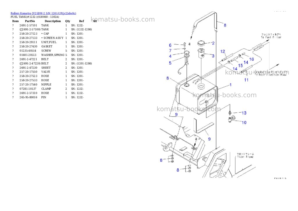Komatsu jv25dw-2 s/n 1201-up Parts catalog cover Page 5 Komatsu jv25dw-2 s/n 1201-up Parts catalog cover Page 5