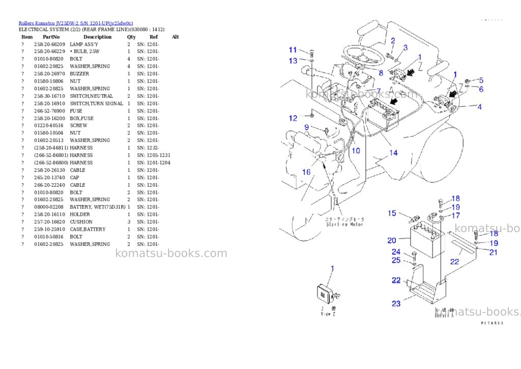 Komatsu jv25dw-2 s/n 1201-up Parts catalog cover Page 7 Komatsu jv25dw-2 s/n 1201-up Parts catalog cover Page 7