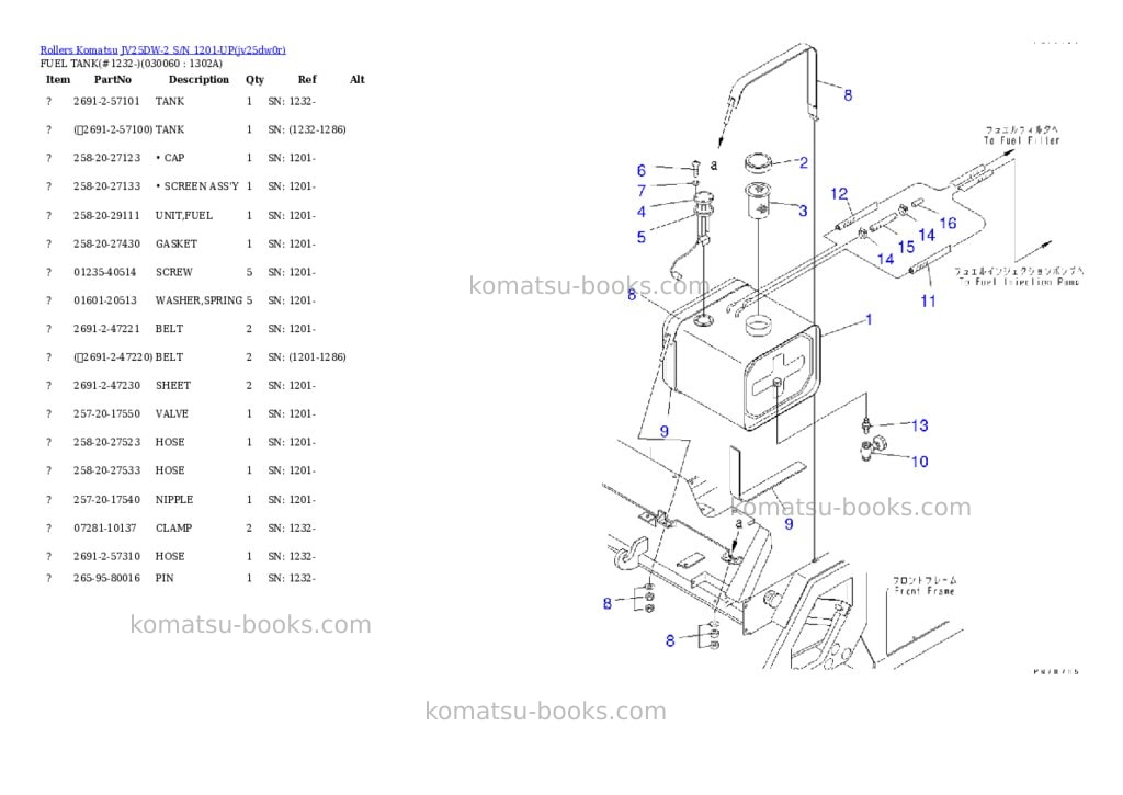 Komatsu JV25DW-2 S/N 1201-UP Parts catalog cover Page 5 Komatsu JV25DW-2 S/N 1201-UP Parts catalog cover Page 5