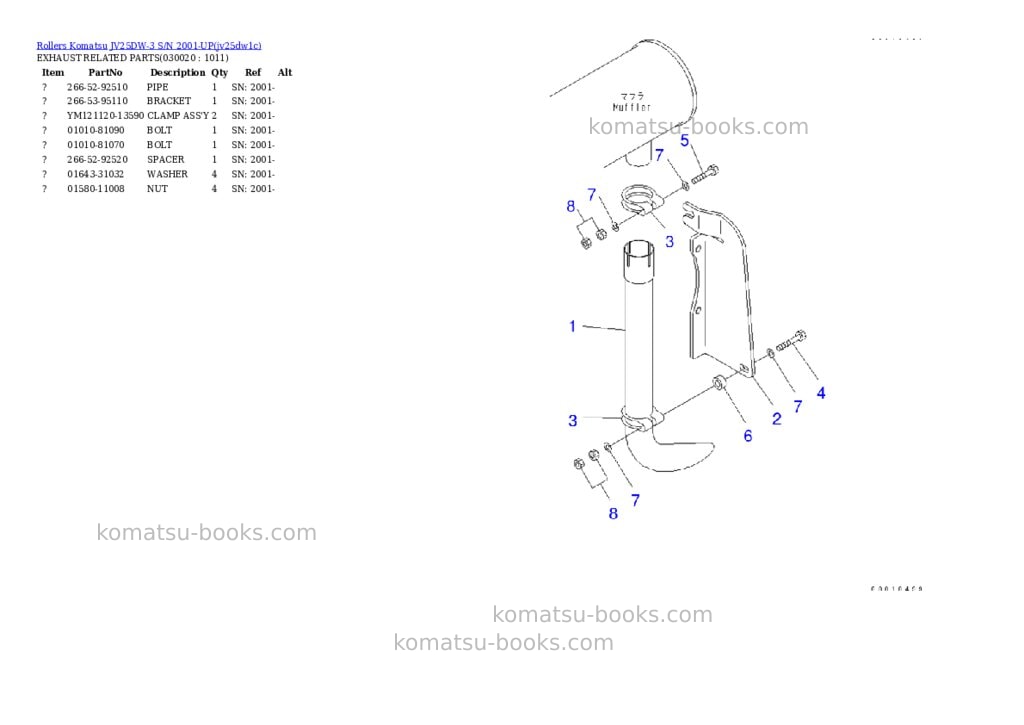 Komatsu jv25dw-3 s/n 2001-up Parts catalog cover Komatsu jv25dw-3 s/n 2001-up Parts catalog cover