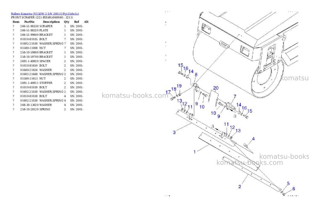 Komatsu jv25dw-3 s/n 2001-up Parts catalog cover Page 10 Komatsu jv25dw-3 s/n 2001-up Parts catalog cover Page 10