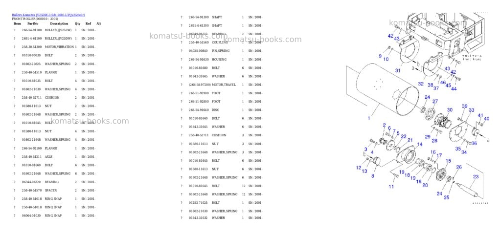 Komatsu JV25DW-3 S/N 2001-UP Parts catalog cover Komatsu JV25DW-3 S/N 2001-UP Parts catalog cover