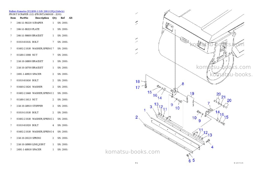 Komatsu JV25DW-3 S/N 2001-UP Parts catalog cover Page 3 Komatsu JV25DW-3 S/N 2001-UP Parts catalog cover Page 3