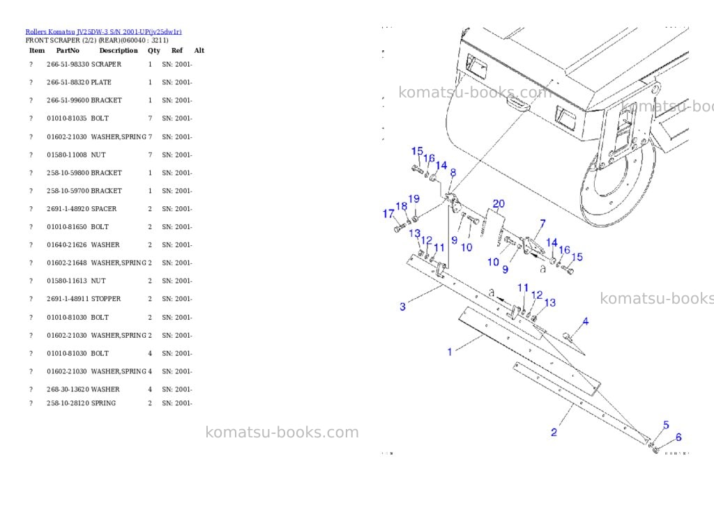 Komatsu JV25DW-3 S/N 2001-UP Parts catalog cover Page 4 Komatsu JV25DW-3 S/N 2001-UP Parts catalog cover Page 4