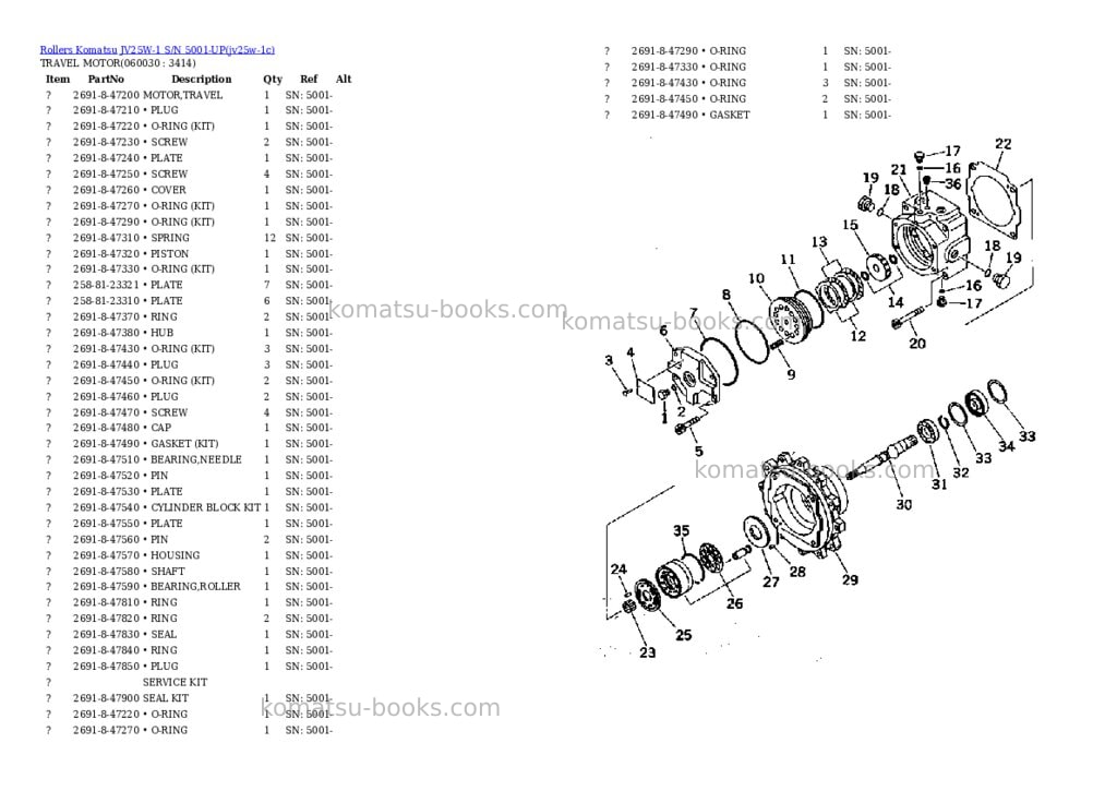 Komatsu jv25w-1 s/n 5001-up Parts catalog cover Page 8 Komatsu jv25w-1 s/n 5001-up Parts catalog cover Page 8