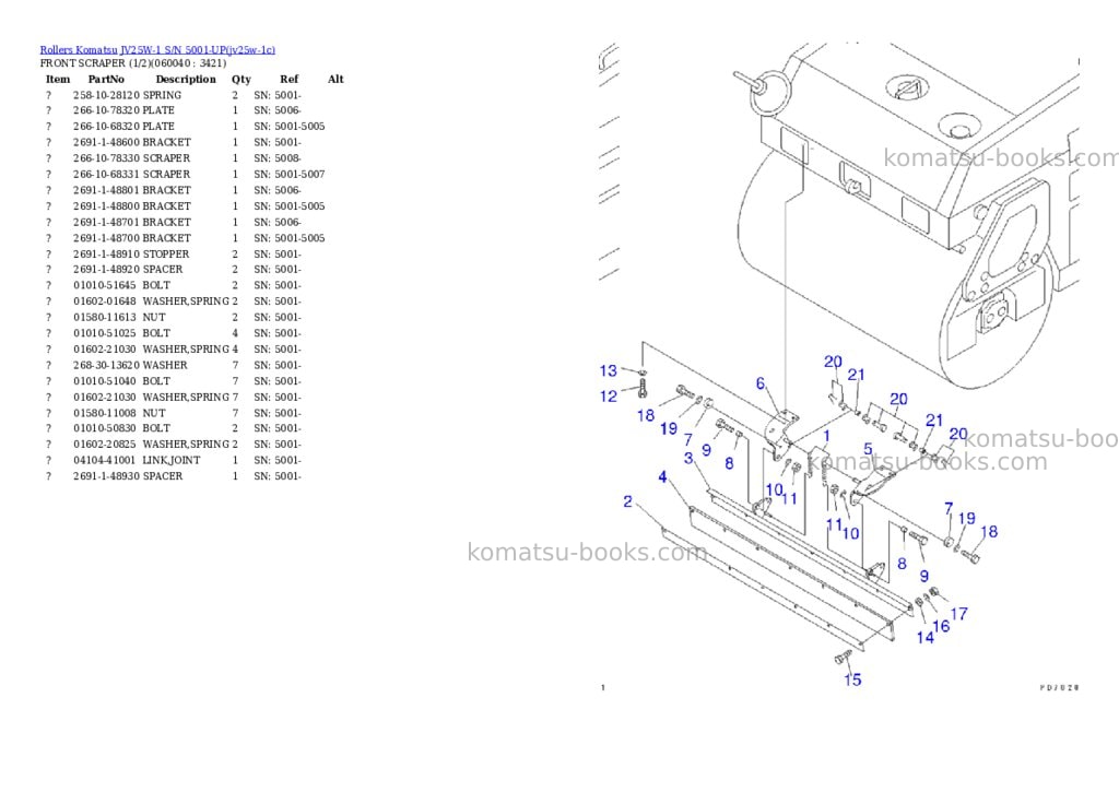 Komatsu jv25w-1 s/n 5001-up Parts catalog cover Page 9 Komatsu jv25w-1 s/n 5001-up Parts catalog cover Page 9