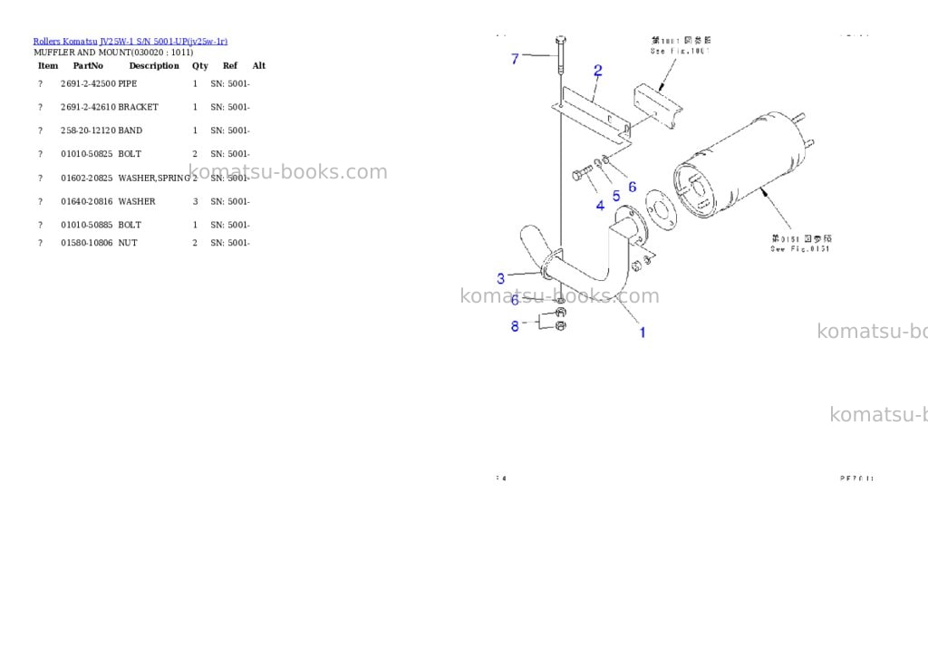Komatsu JV25W-1 S/N 5001-UP Parts catalog cover Komatsu JV25W-1 S/N 5001-UP Parts catalog cover