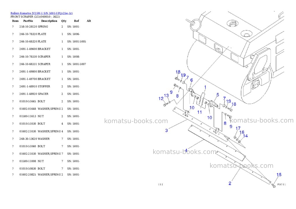 Komatsu JV25W-1 S/N 5001-UP Parts catalog cover Page 10 Komatsu JV25W-1 S/N 5001-UP Parts catalog cover Page 10