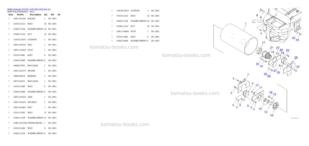 Komatsu JV25W-1 S/N 5001-UP Parts catalog cover Page 7 Komatsu JV25W-1 S/N 5001-UP Parts catalog cover Page 7