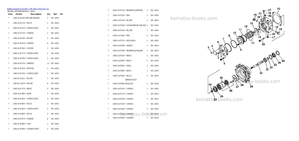 Komatsu JV25W-1 S/N 5001-UP Parts catalog cover Page 8 Komatsu JV25W-1 S/N 5001-UP Parts catalog cover Page 8