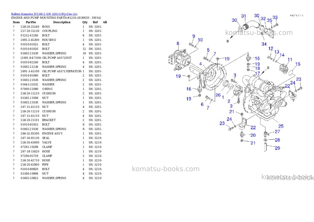Komatsu jv25w-2 s/n 5201-up Parts catalog cover Komatsu jv25w-2 s/n 5201-up Parts catalog cover