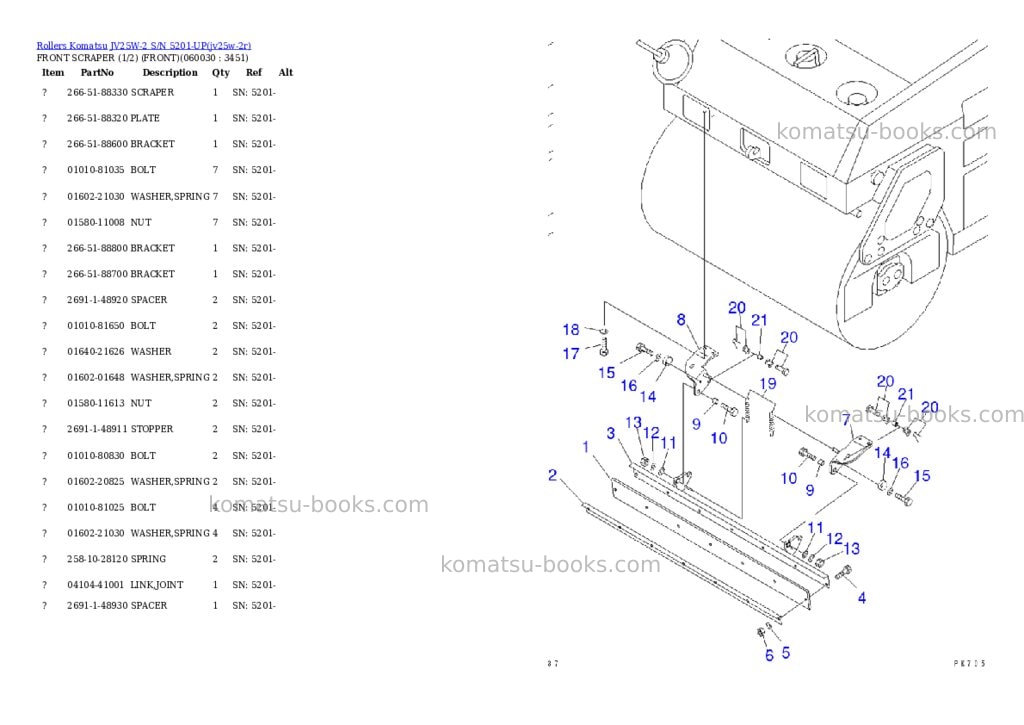 Komatsu JV25W-2 S/N 5201-UP Parts catalog cover Page 10 Komatsu JV25W-2 S/N 5201-UP Parts catalog cover Page 10