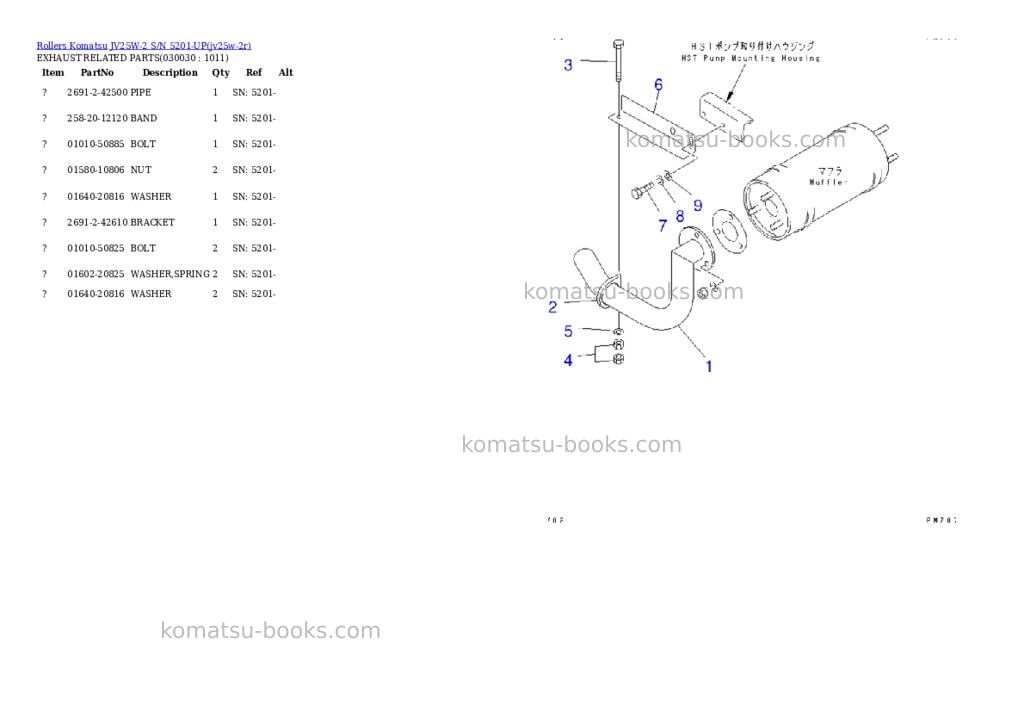 Komatsu JV25W-2 S/N 5201-UP Parts catalog cover Page 2 Komatsu JV25W-2 S/N 5201-UP Parts catalog cover Page 2