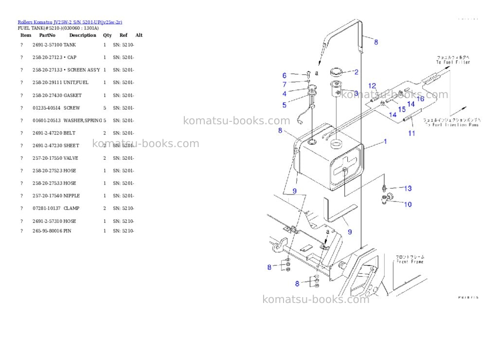Komatsu JV25W-2 S/N 5201-UP Parts catalog cover Page 5 Komatsu JV25W-2 S/N 5201-UP Parts catalog cover Page 5