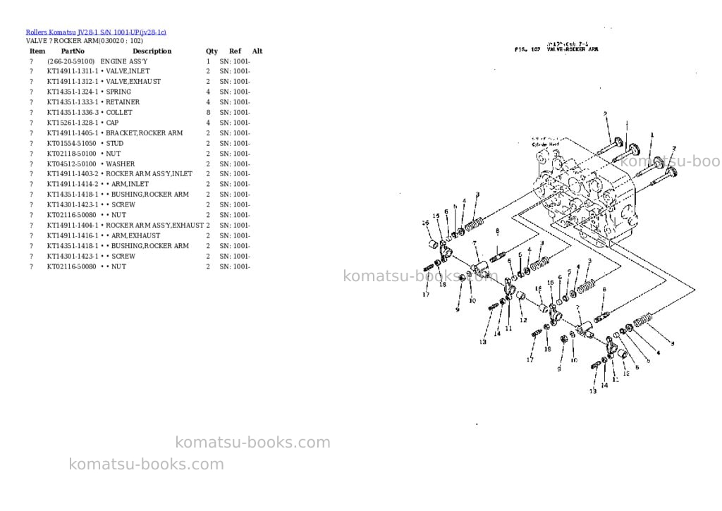 Komatsu JV28-1 S/N 1001-UP Parts catalog cover Komatsu JV28-1 S/N 1001-UP Parts catalog cover