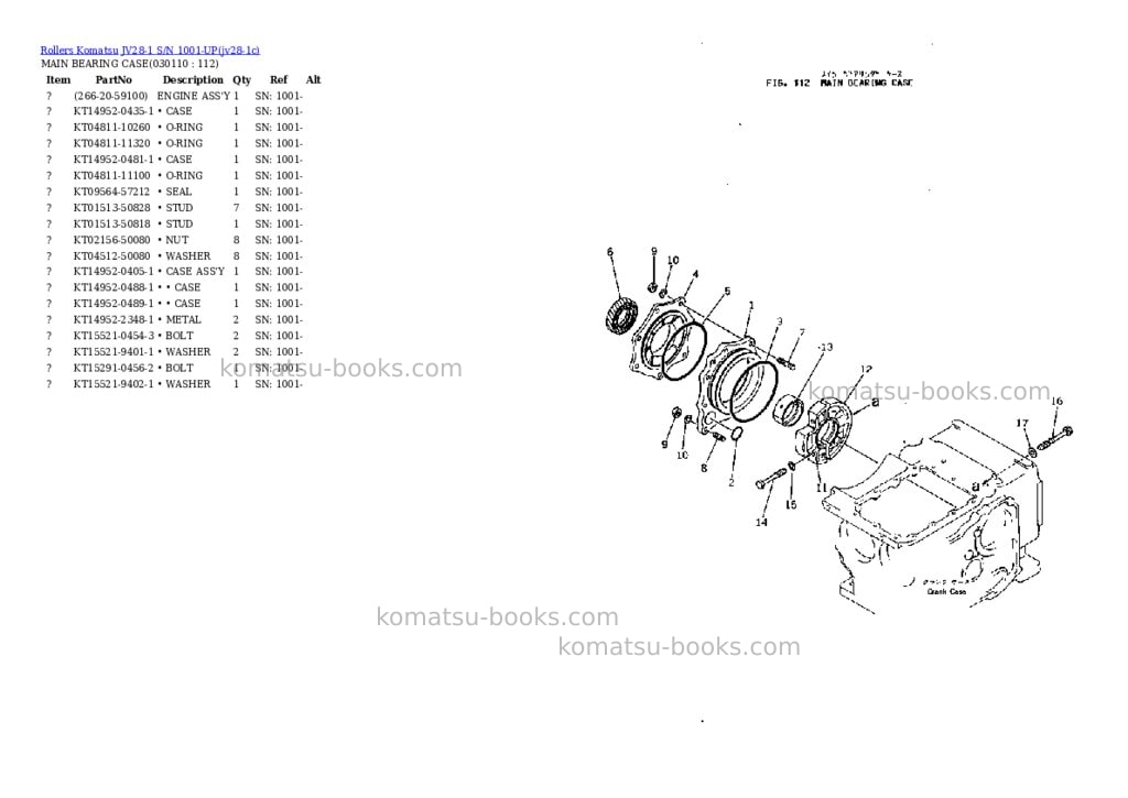 Komatsu JV28-1 S/N 1001-UP Parts catalog cover Page 10 Komatsu JV28-1 S/N 1001-UP Parts catalog cover Page 10