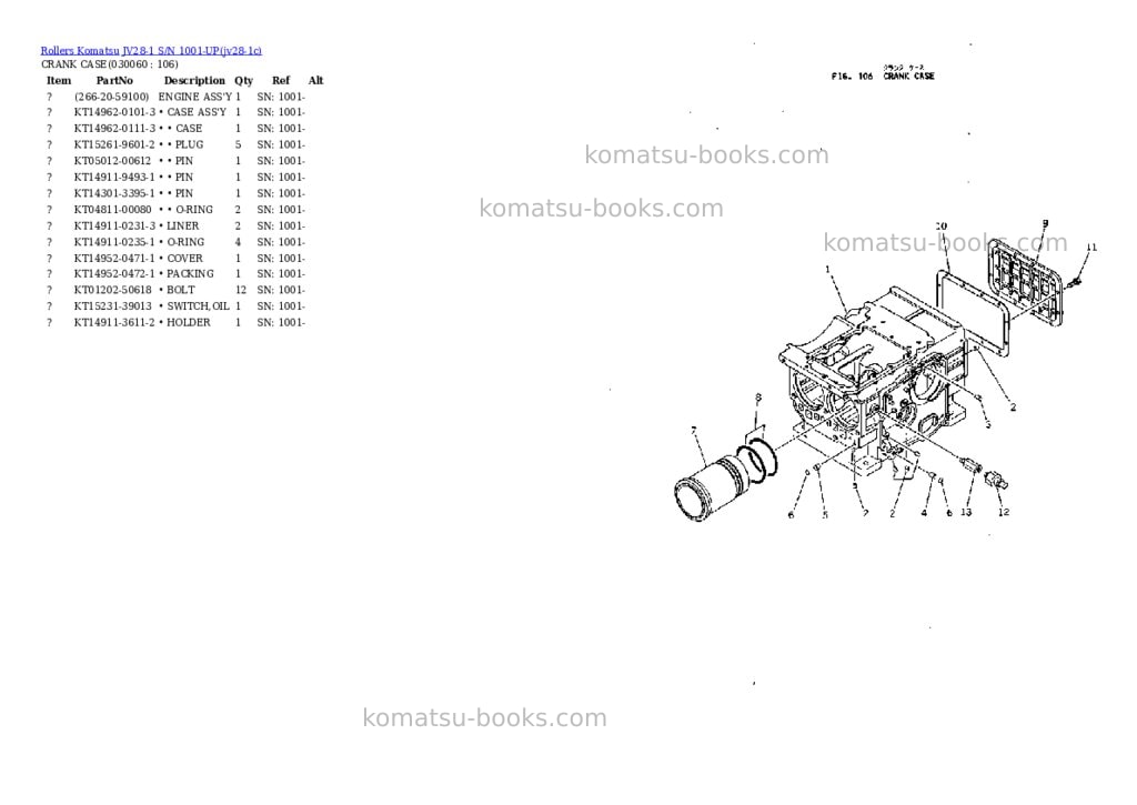 Komatsu JV28-1 S/N 1001-UP Parts catalog cover Page 5 Komatsu JV28-1 S/N 1001-UP Parts catalog cover Page 5
