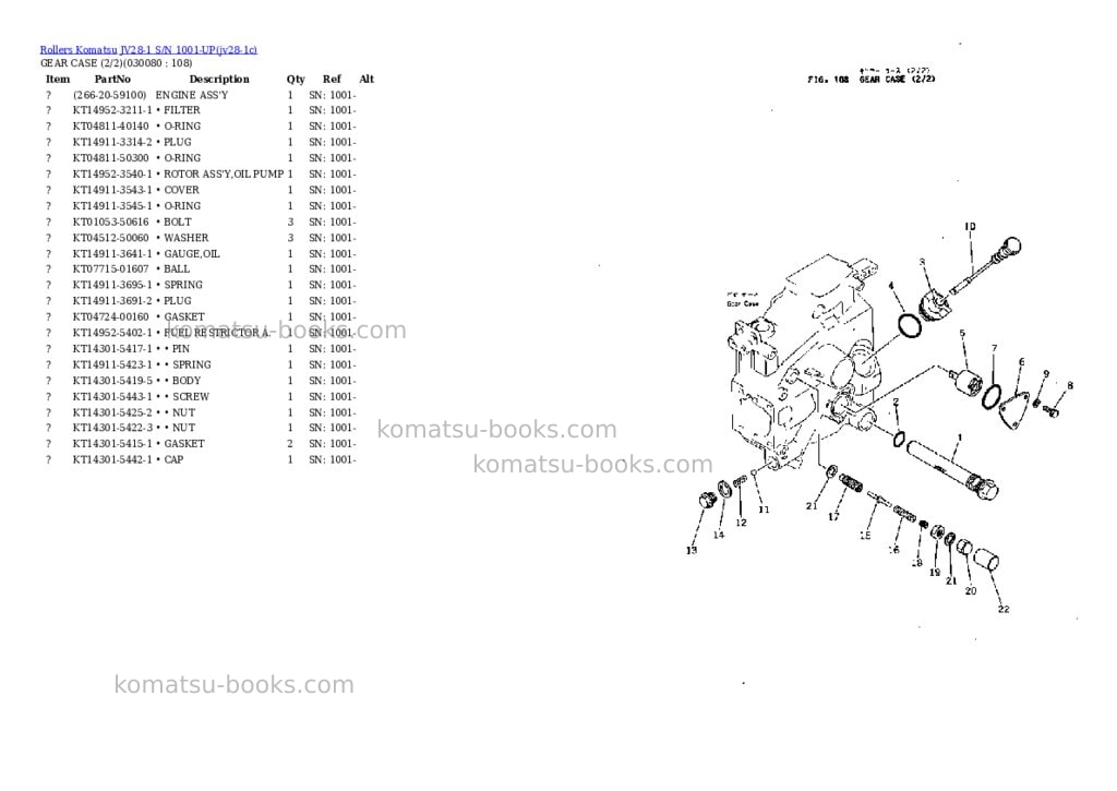 Komatsu JV28-1 S/N 1001-UP Parts catalog cover Page 7 Komatsu JV28-1 S/N 1001-UP Parts catalog cover Page 7