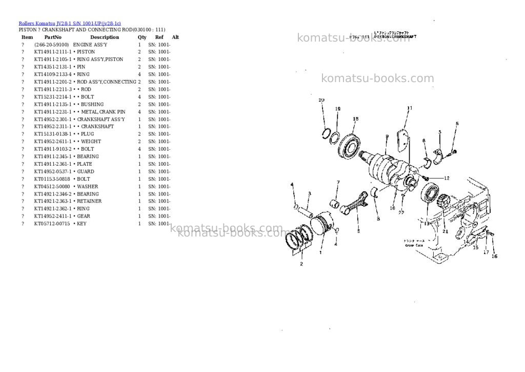 Komatsu JV28-1 S/N 1001-UP Parts catalog cover Page 9 Komatsu JV28-1 S/N 1001-UP Parts catalog cover Page 9