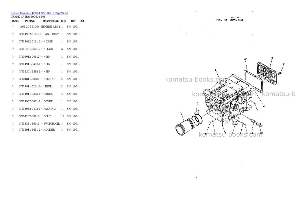Komatsu jv28-1 s/n 1001-up Parts catalog cover Page 5