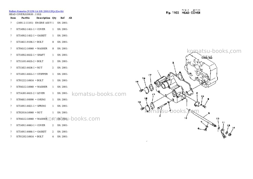 Komatsu jv32w-1a s/n 2001-up Parts catalog cover Page 2 Komatsu jv32w-1a s/n 2001-up Parts catalog cover Page 2
