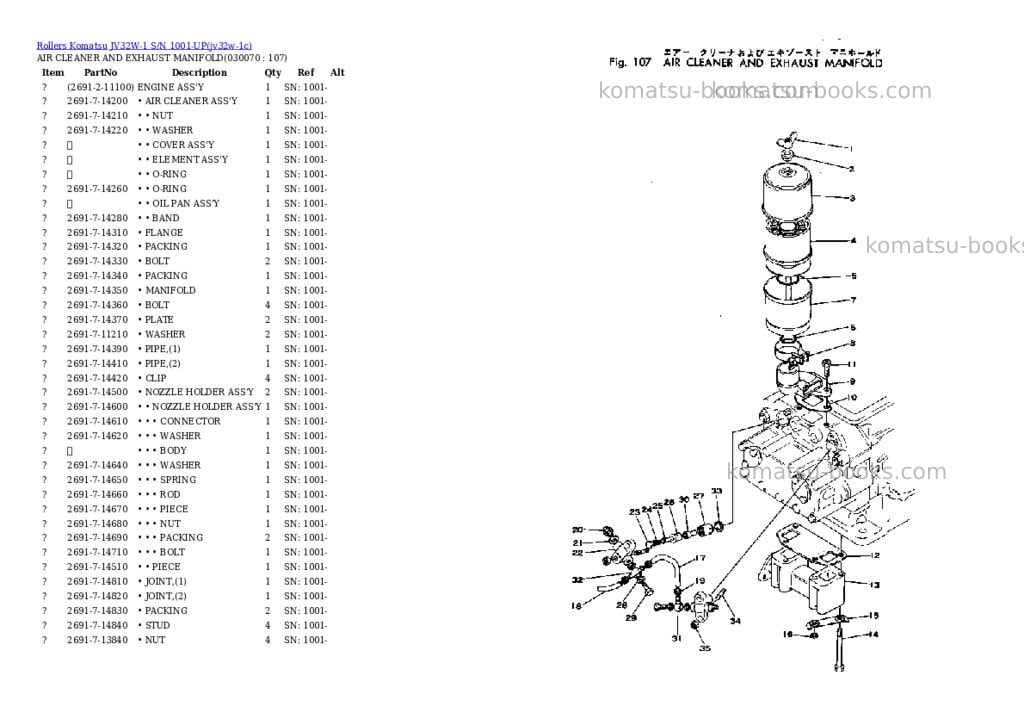 Komatsu jv32w-1 s/n 1001-up Parts catalog cover Page 6 Komatsu jv32w-1 s/n 1001-up Parts catalog cover Page 6
