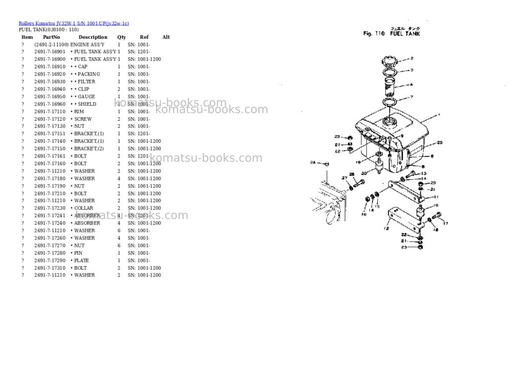 Komatsu jv32w-1 s/n 1001-up Parts catalog cover Page 9 Komatsu jv32w-1 s/n 1001-up Parts catalog cover Page 9