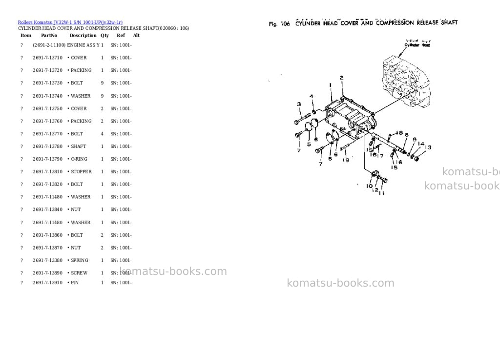 Komatsu JV32W-1 S/N 1001-UP Parts catalog cover Page 5