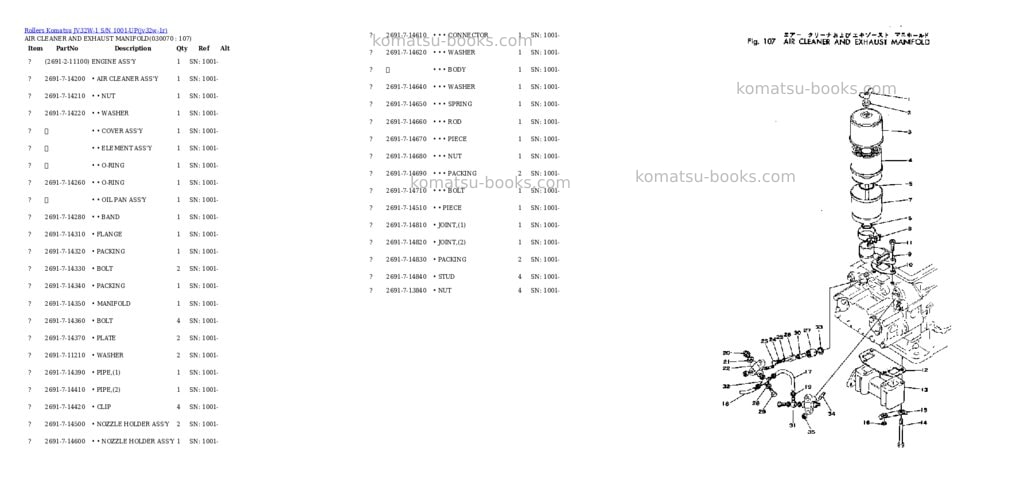 Komatsu JV32W-1 S/N 1001-UP Parts catalog cover Page 6