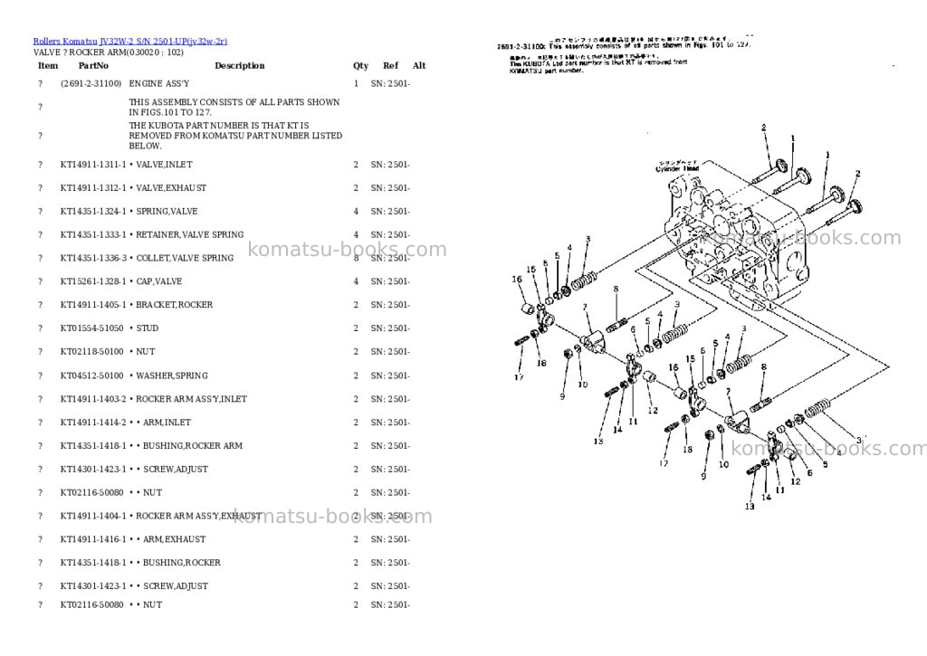 Komatsu JV32W-2 S/N 2501-UP Parts catalog cover Komatsu JV32W-2 S/N 2501-UP Parts catalog cover