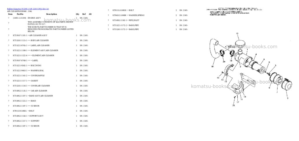 Komatsu JV32W-2 S/N 2501-UP Parts catalog cover Page 3 Komatsu JV32W-2 S/N 2501-UP Parts catalog cover Page 3
