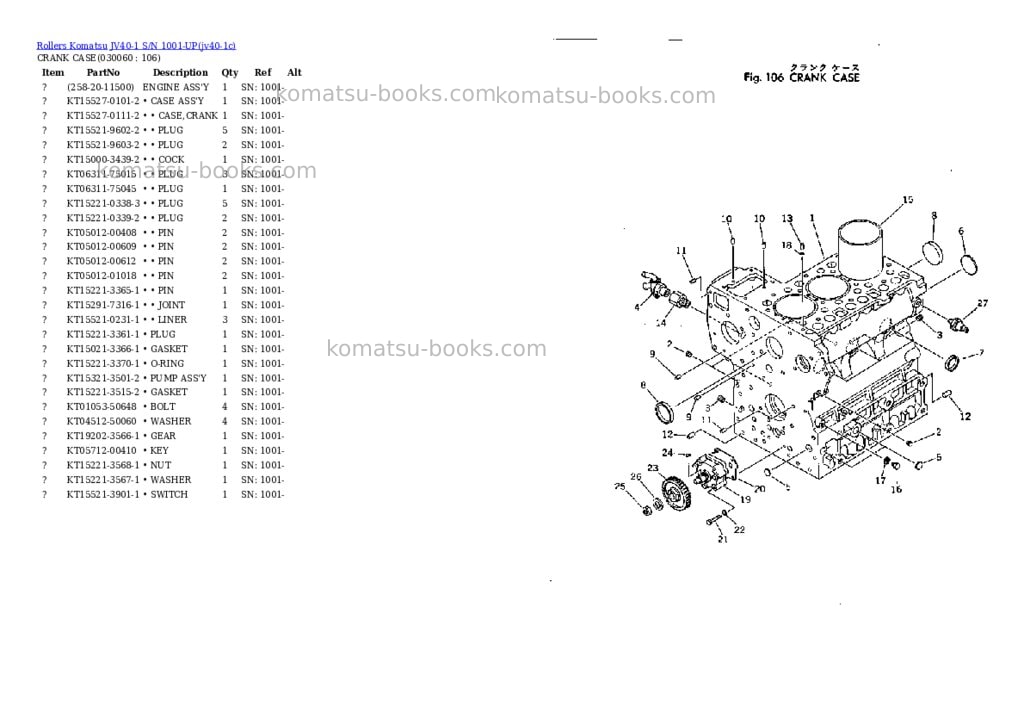 Komatsu jv40-1 s/n 1001-up Parts catalog cover Page 5 Komatsu jv40-1 s/n 1001-up Parts catalog cover Page 5