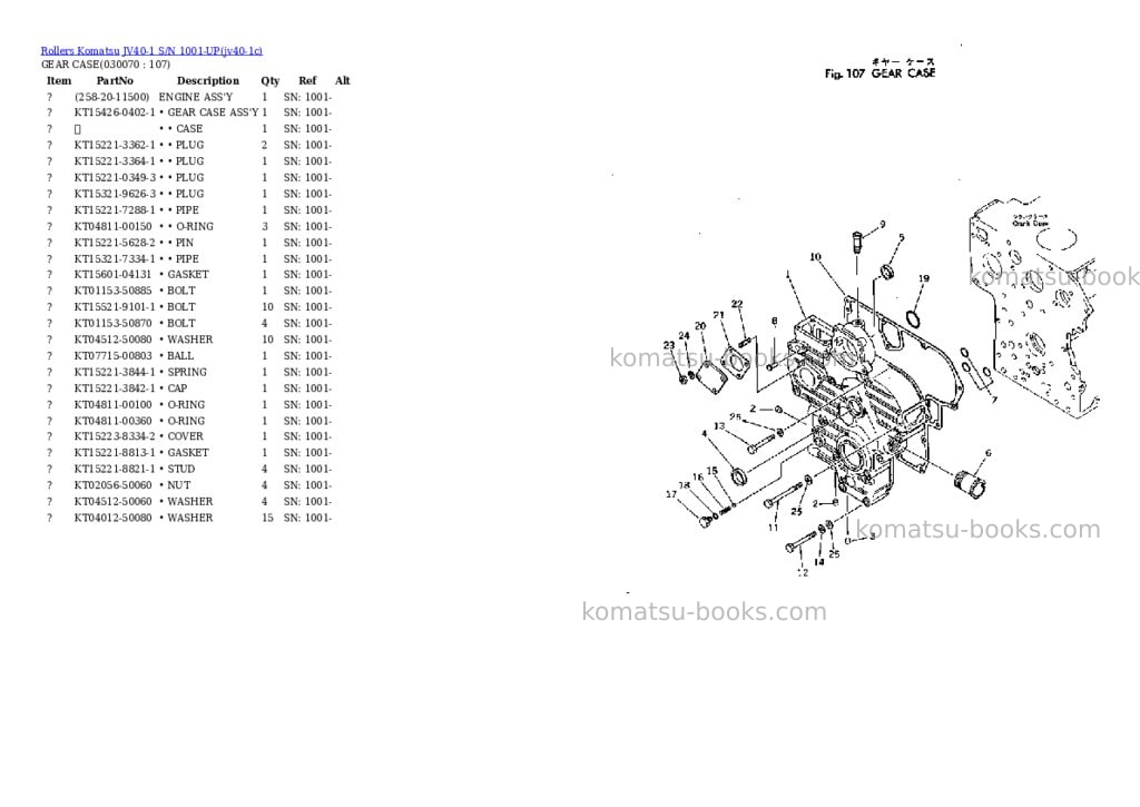 Komatsu jv40-1 s/n 1001-up Parts catalog cover Page 6 Komatsu jv40-1 s/n 1001-up Parts catalog cover Page 6