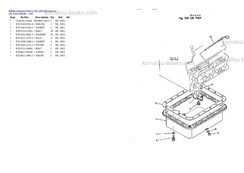 Komatsu jv40-1 s/n 1001-up Parts catalog cover Page 7 Komatsu jv40-1 s/n 1001-up Parts catalog cover Page 7