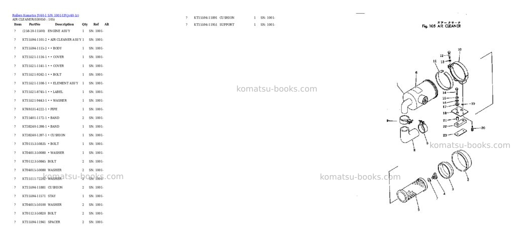 Komatsu JV40-1 S/N 1001-UP Parts catalog cover Page 4 Komatsu JV40-1 S/N 1001-UP Parts catalog cover Page 4