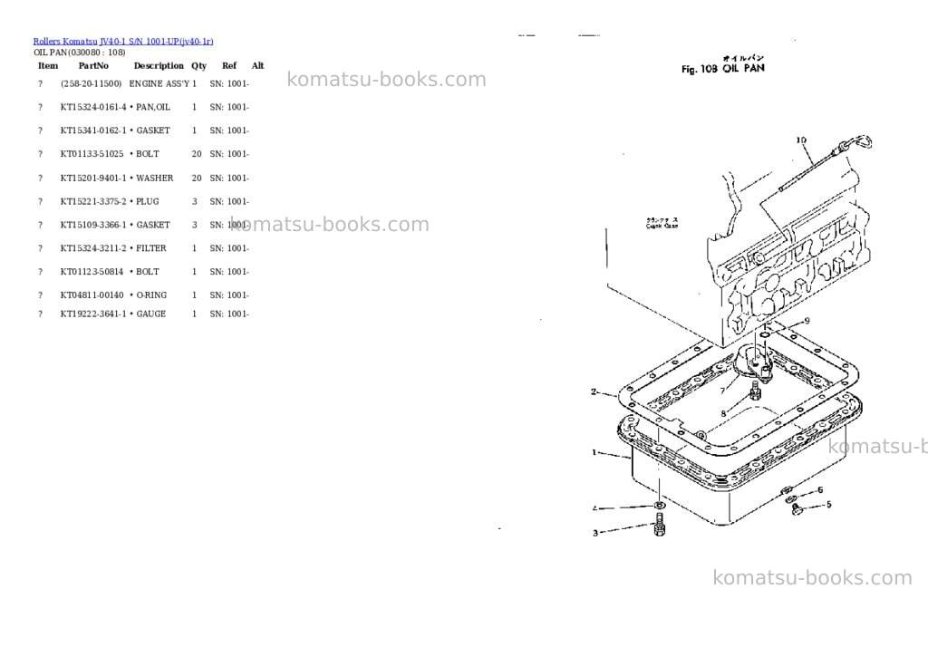 Komatsu JV40-1 S/N 1001-UP Parts catalog cover Page 7 Komatsu JV40-1 S/N 1001-UP Parts catalog cover Page 7