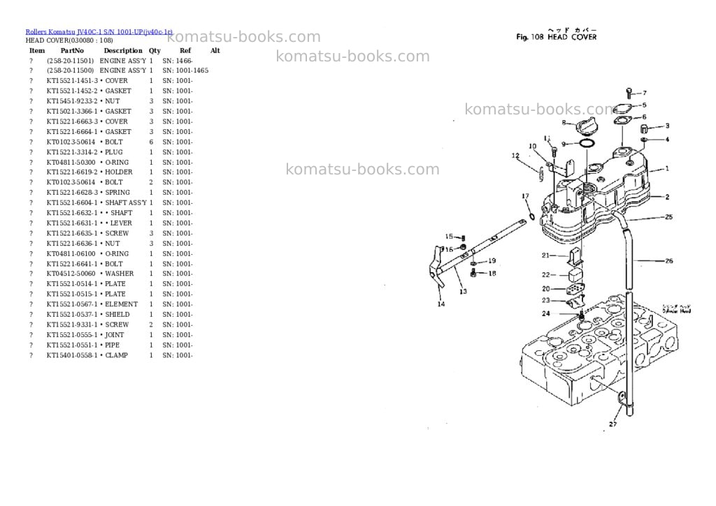 Komatsu jv40c-1 s/n 1001-up Parts catalog cover Page 7 Komatsu jv40c-1 s/n 1001-up Parts catalog cover Page 7