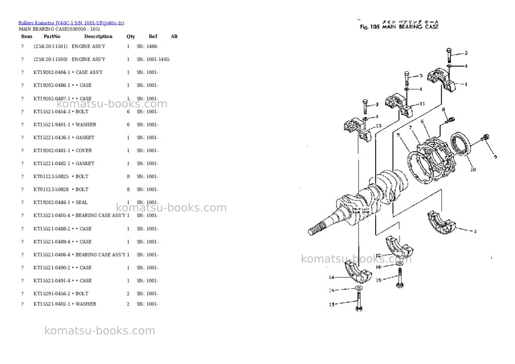 Komatsu JV40C-1 S/N 1001-UP Parts catalog cover Komatsu JV40C-1 S/N 1001-UP Parts catalog cover