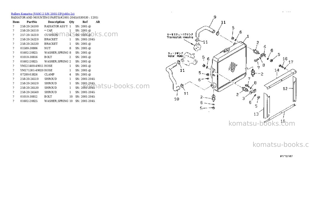 Komatsu jv40c-2 s/n 2001-up Parts catalog cover Page 2 Komatsu jv40c-2 s/n 2001-up Parts catalog cover Page 2