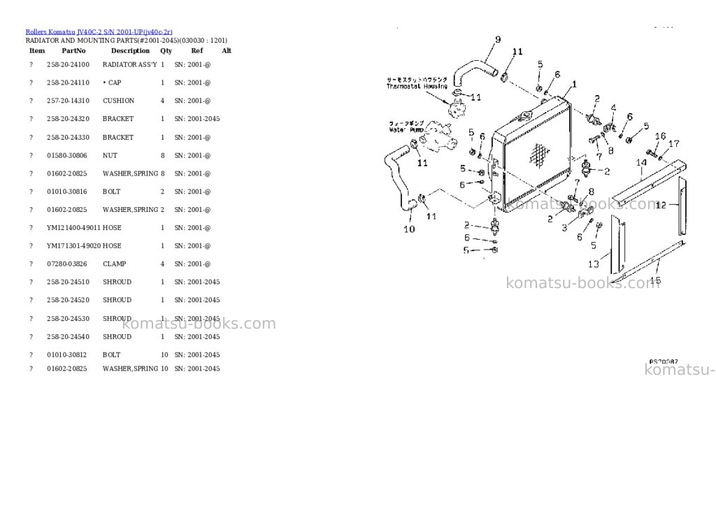 Komatsu JV40C-2 S/N 2001-UP Parts catalog cover Page 2 Komatsu JV40C-2 S/N 2001-UP Parts catalog cover Page 2