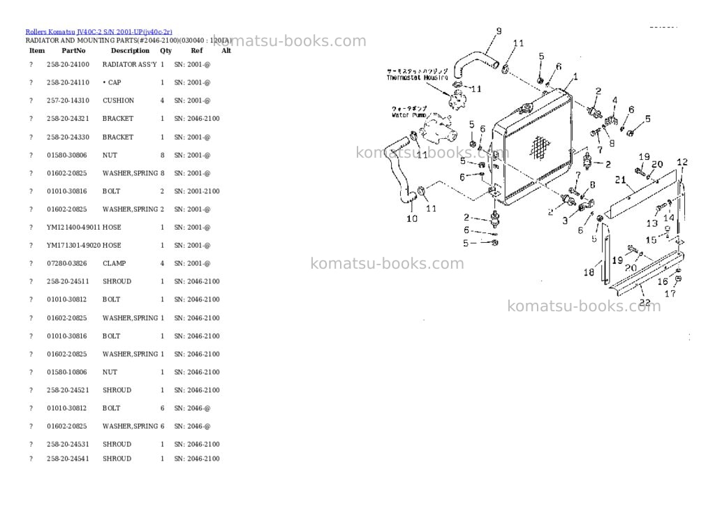 Komatsu JV40C-2 S/N 2001-UP Parts catalog cover Page 3 Komatsu JV40C-2 S/N 2001-UP Parts catalog cover Page 3
