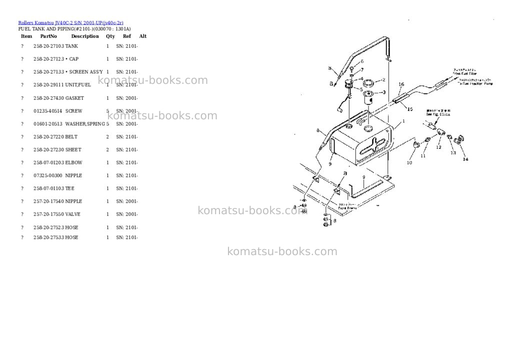 Komatsu JV40C-2 S/N 2001-UP Parts catalog cover Page 6 Komatsu JV40C-2 S/N 2001-UP Parts catalog cover Page 6
