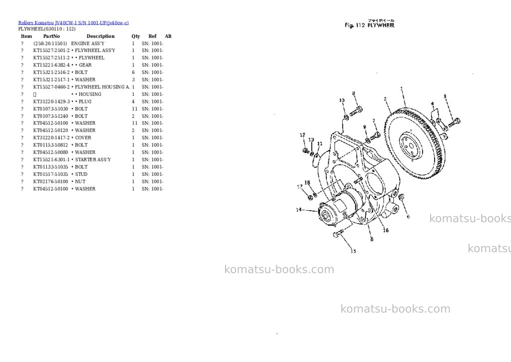 Komatsu JV40CW-1 S/N 1001-UP Parts catalog cover Page 10