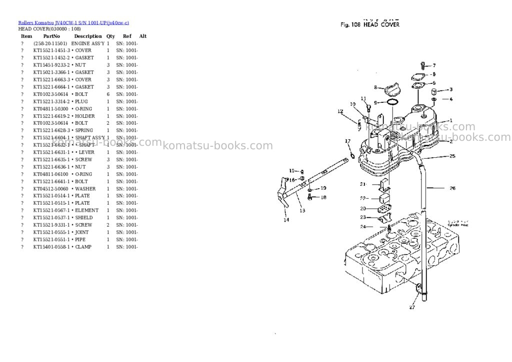 Komatsu JV40CW-1 S/N 1001-UP Parts catalog cover Page 7