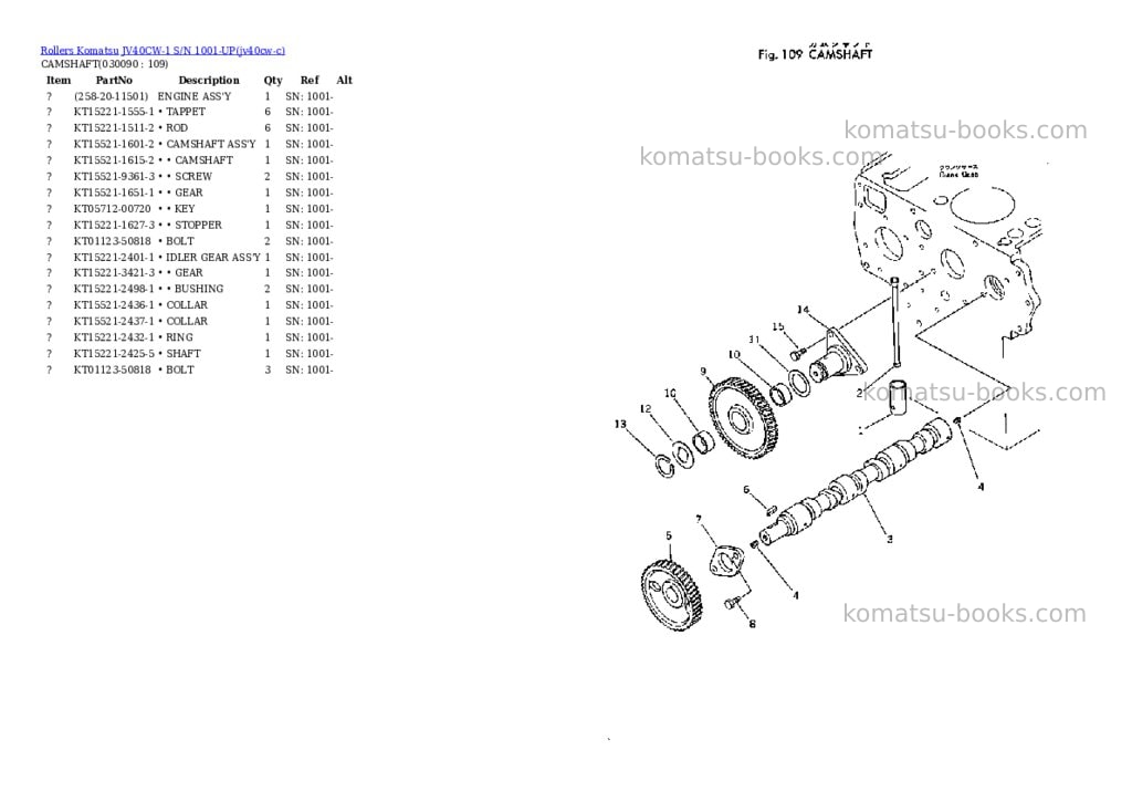 Komatsu JV40CW-1 S/N 1001-UP Parts catalog cover Page 8