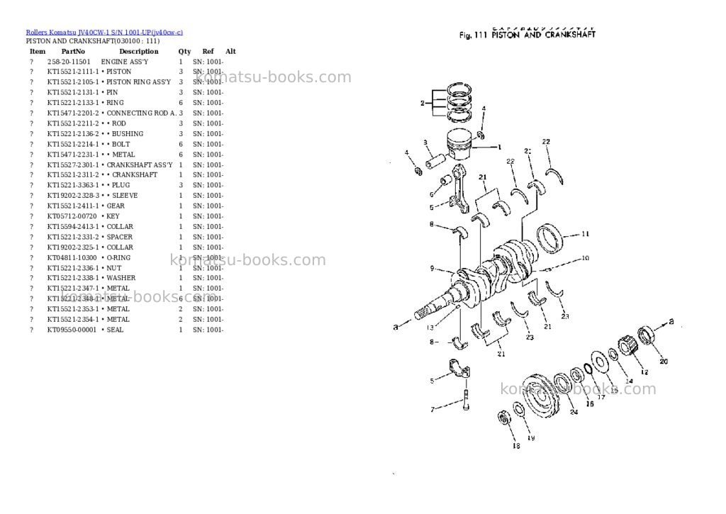 Komatsu JV40CW-1 S/N 1001-UP Parts catalog cover Page 9
