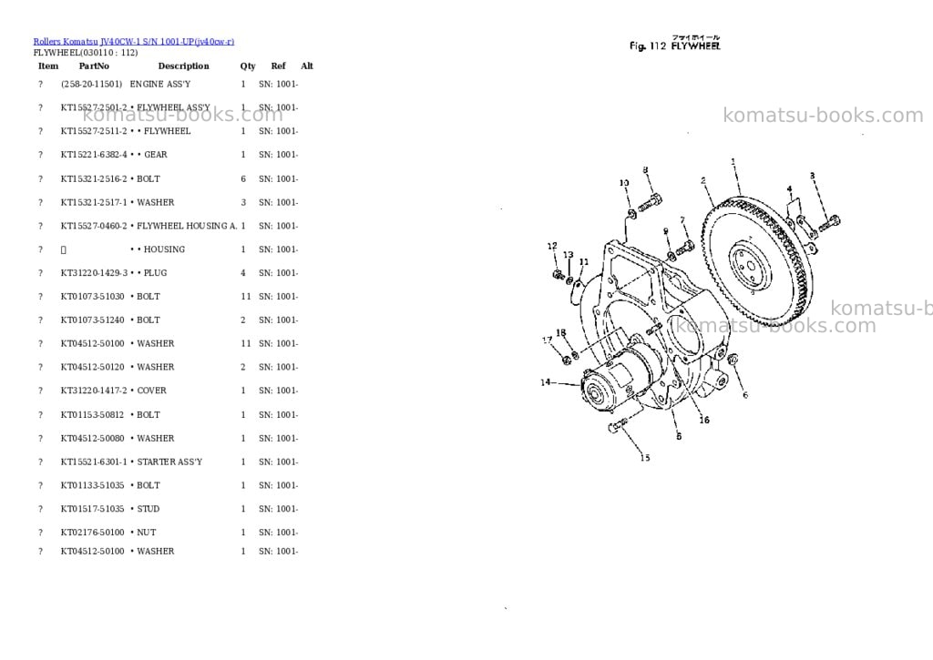 Komatsu JV40CW-1 S/N 1001-UP Parts catalog cover Page 10