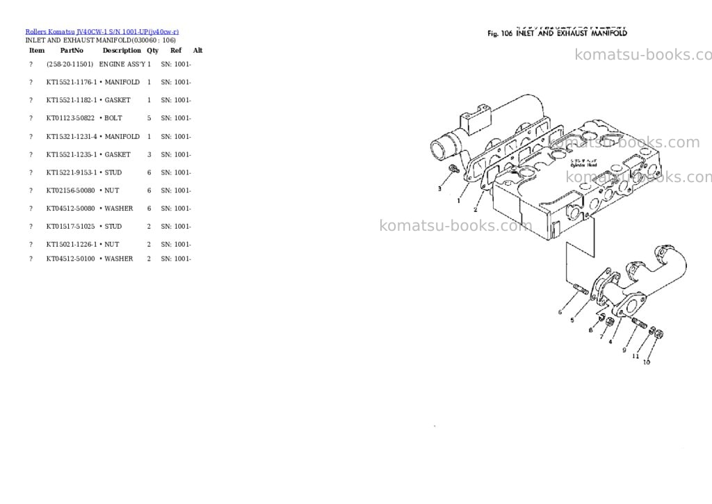 Komatsu JV40CW-1 S/N 1001-UP Parts catalog cover Page 5