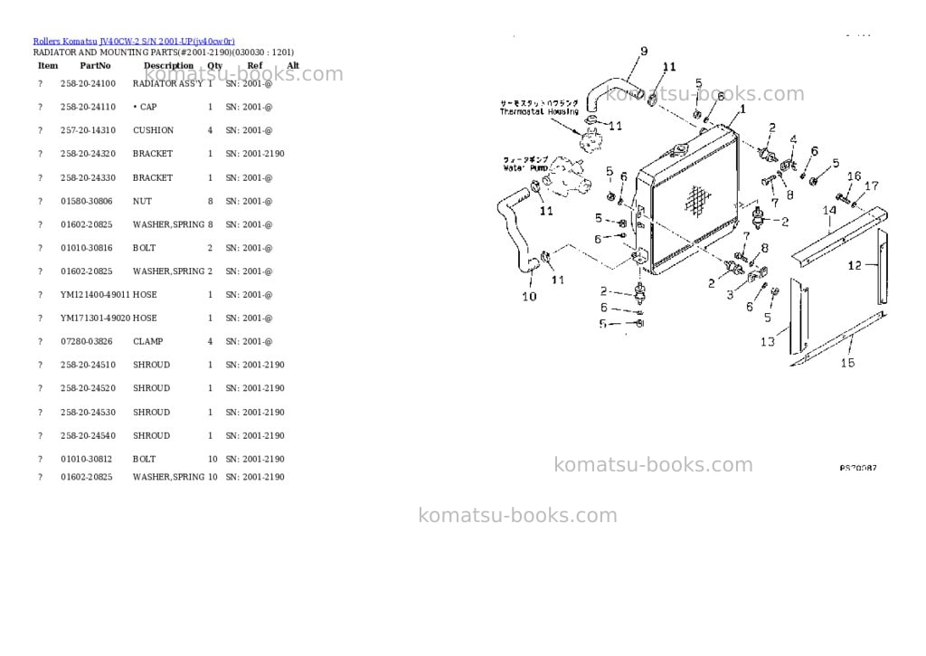 Komatsu JV40CW-2 S/N 2001-UP Parts catalog cover Page 2 Komatsu JV40CW-2 S/N 2001-UP Parts catalog cover Page 2